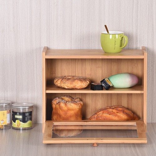 Tier bread bin bamboo wood - 2,