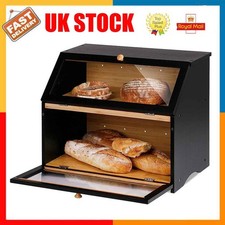 2 Tier Bamboo Bread Bin Double