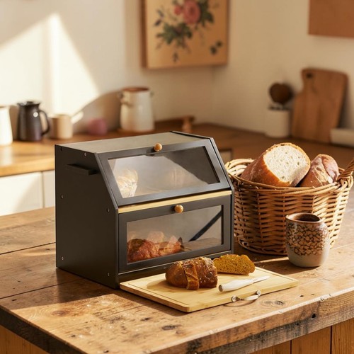 Bread storage bin double - storage,
