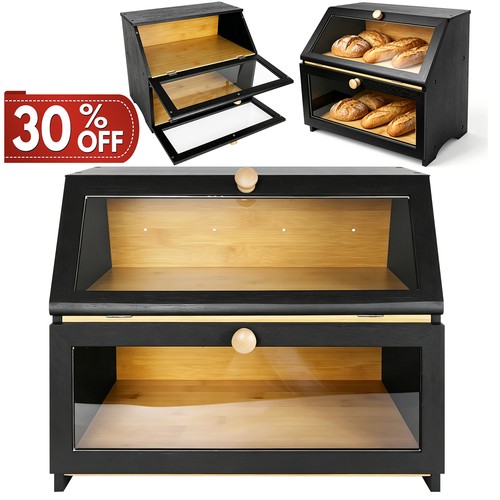 Wooden bread bin - bread, double