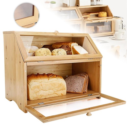 Tier bamboo bread bin - bin, double