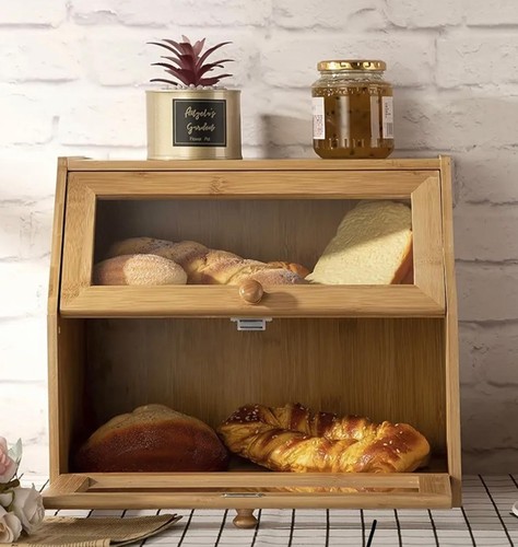 Double layer bamboo breadbin - double,