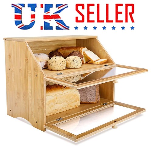 Bamboo bread bin - double, layer