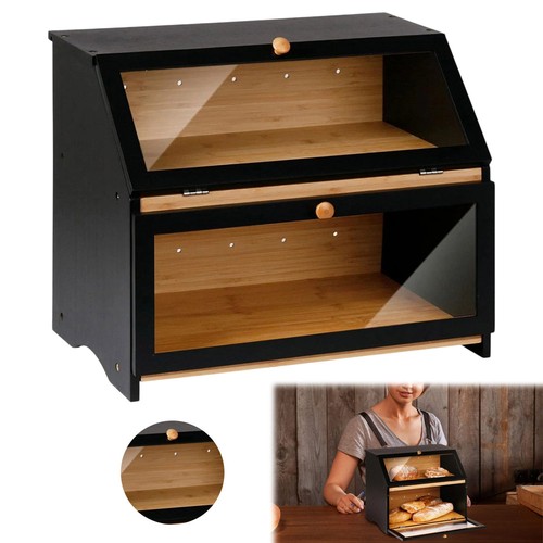 Large bamboo bread bin tier - bamboo, 2-tier