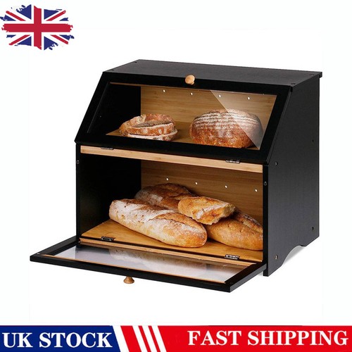 Bamboo bread bin - bamboo, double
