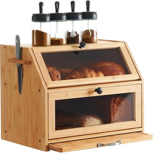 Bamboo bread bin tier large - bamboo,