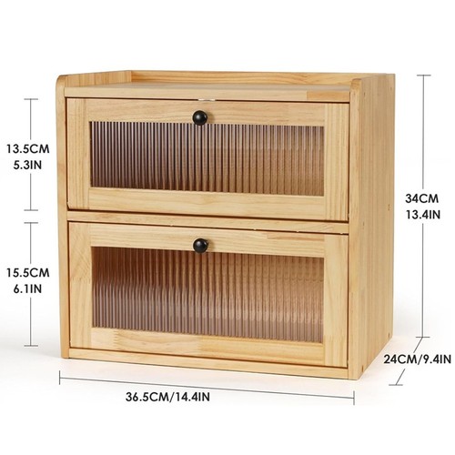 Wooden bread bin - bin, double