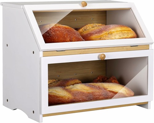 Bamboo bread bin - bamboo, double