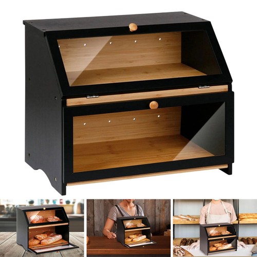 Large bamboo bread bin tier - bamboo,