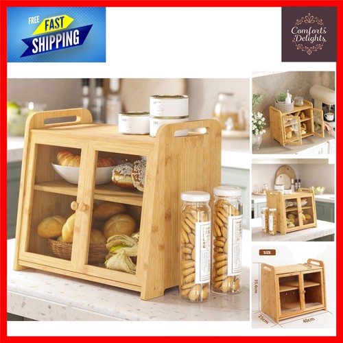 Large bamboo bread bin - bin, 20l