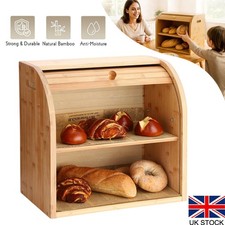2 Tier Bamboo Bread Bin Double