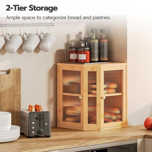 Tier bamboo corner bread bin - 2-tier,