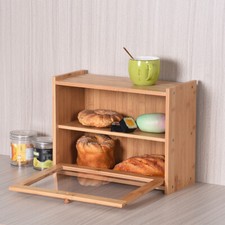 Double Decker Wooden Bread Bin
