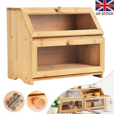 2 Tier Bamboo Bread Bin Double