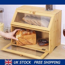 2 Tier Bamboo Bread Bin Double