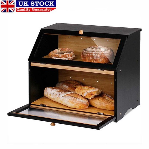 Bamboo bread bin double - bin, layer