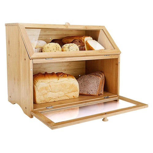 Bamboo double layer bread box - layer,