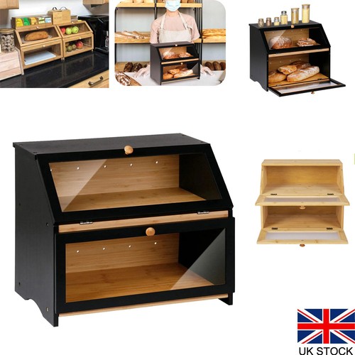 Tier bamboo bread bin food - bin,
