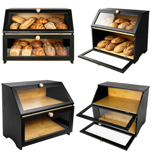 Tier bamboo bread bin double - bamboo,