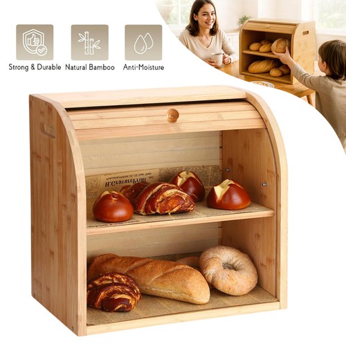 Tier bamboo bread bin double - bin,