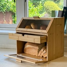 3 Compartment Bamboo Bread Bin
