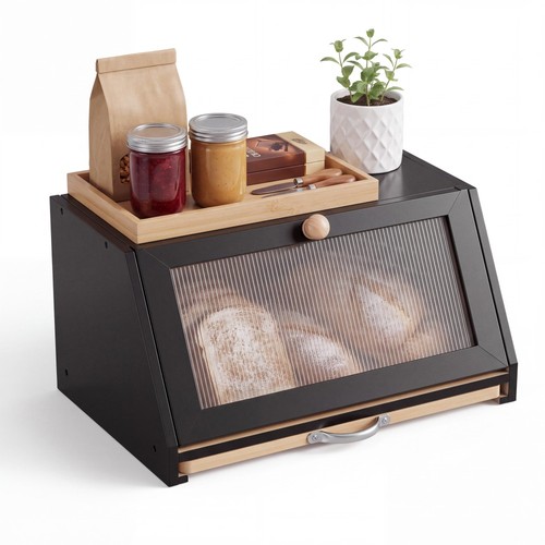 New bamboo bread bin - new, wooden