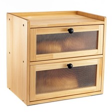 Wooden Bread Bin Double Layer