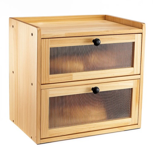 Wooden bread bin double - bread,