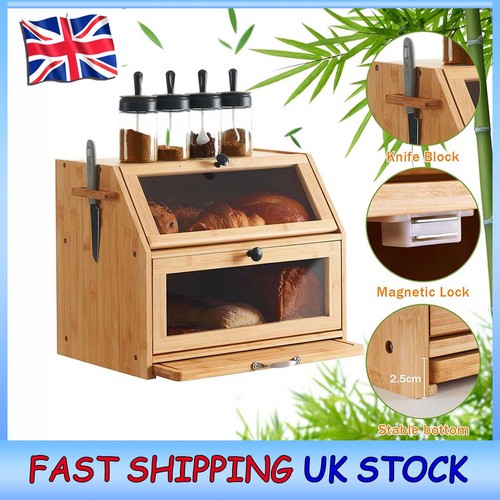 Bamboo double decker bread bin - double,